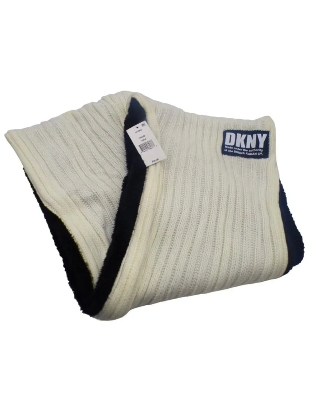 KNY Fleece-Lined Knit Infinity Scarf, Cream